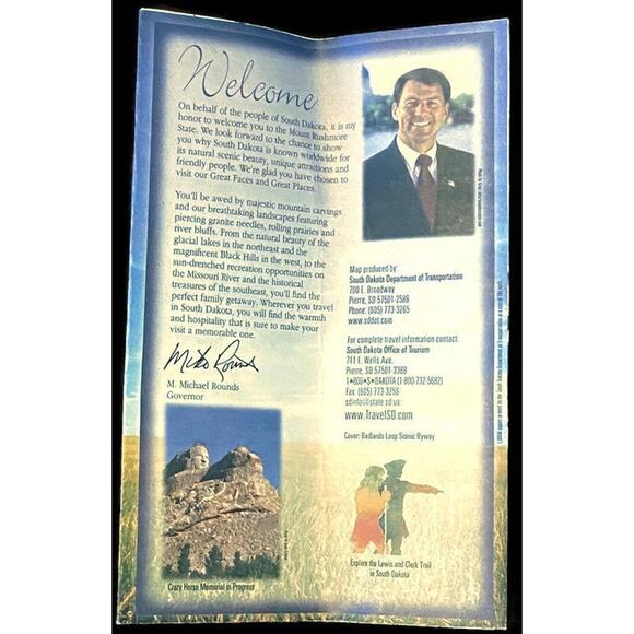 2005 South Dakota State Map Official Highway Vacation Travel Visitor Guide - Picture 3 of 4